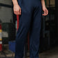Men's Navy Blue Textured Track Pants – Straight Fit