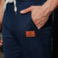 Men's Navy Blue Textured Track Pants – Straight Fit