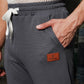 Men's Dark Grey Textured Track Pants – Straight Fit