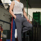 Men's Dark Grey Textured Track Pants – Straight Fit