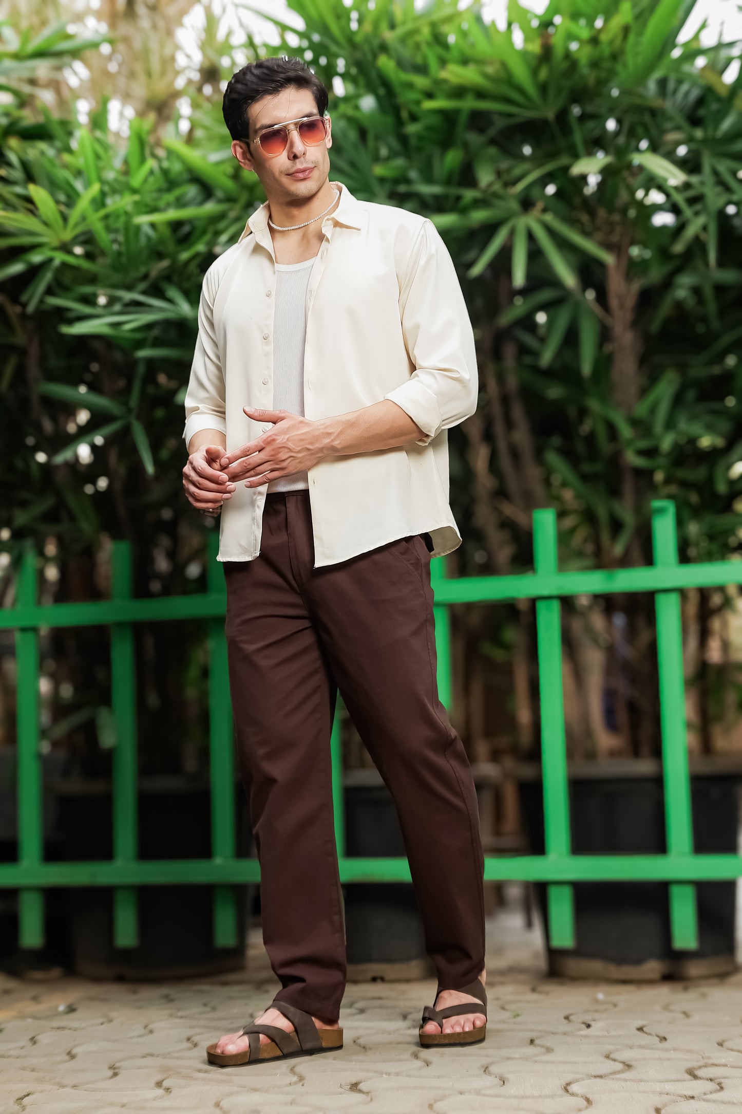 Men's Green Casual Trousers – Relaxed Straight Fit Pants