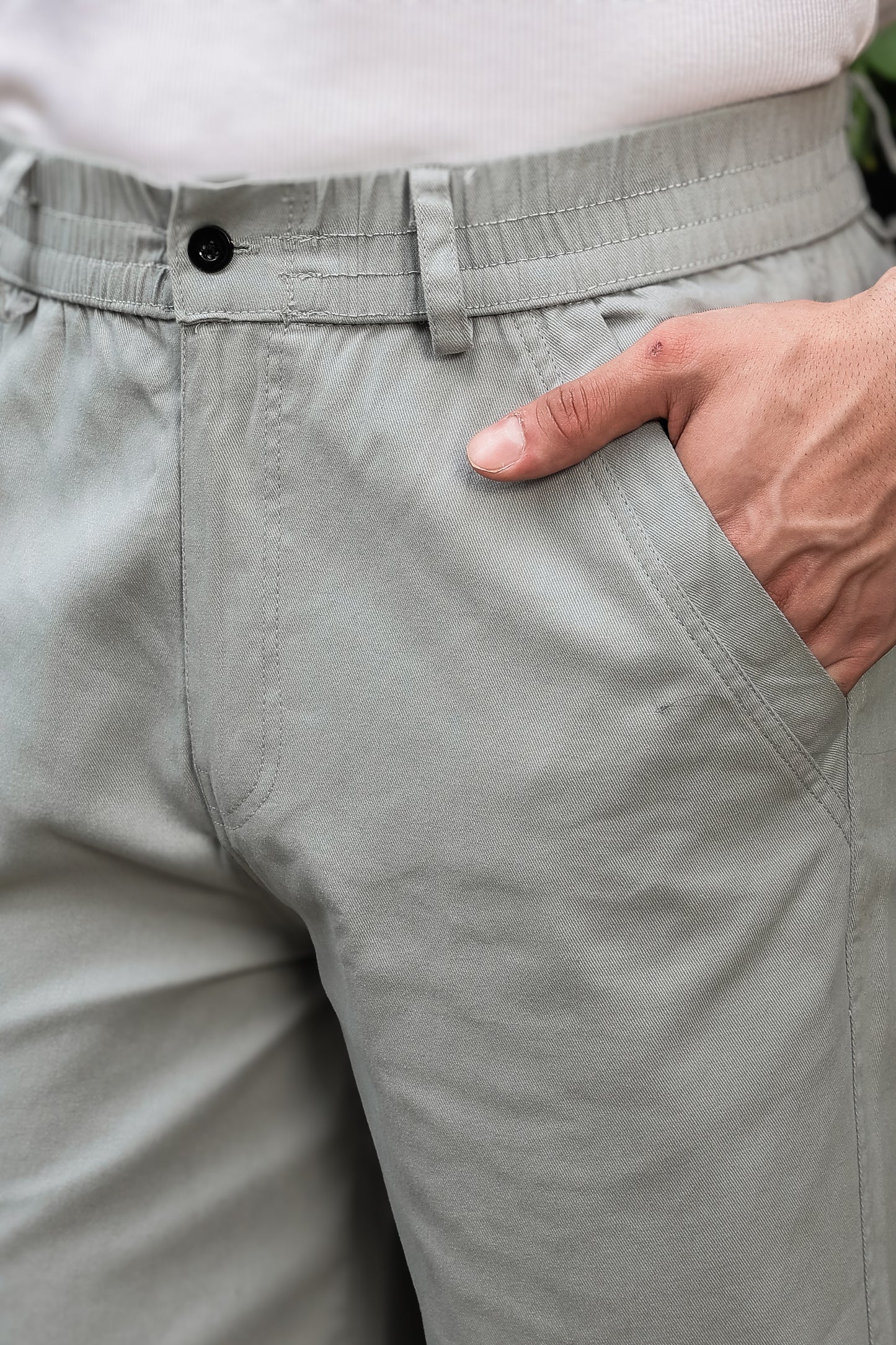 Men's Light Grey Casual Trousers – Relaxed Straight Fit Pants