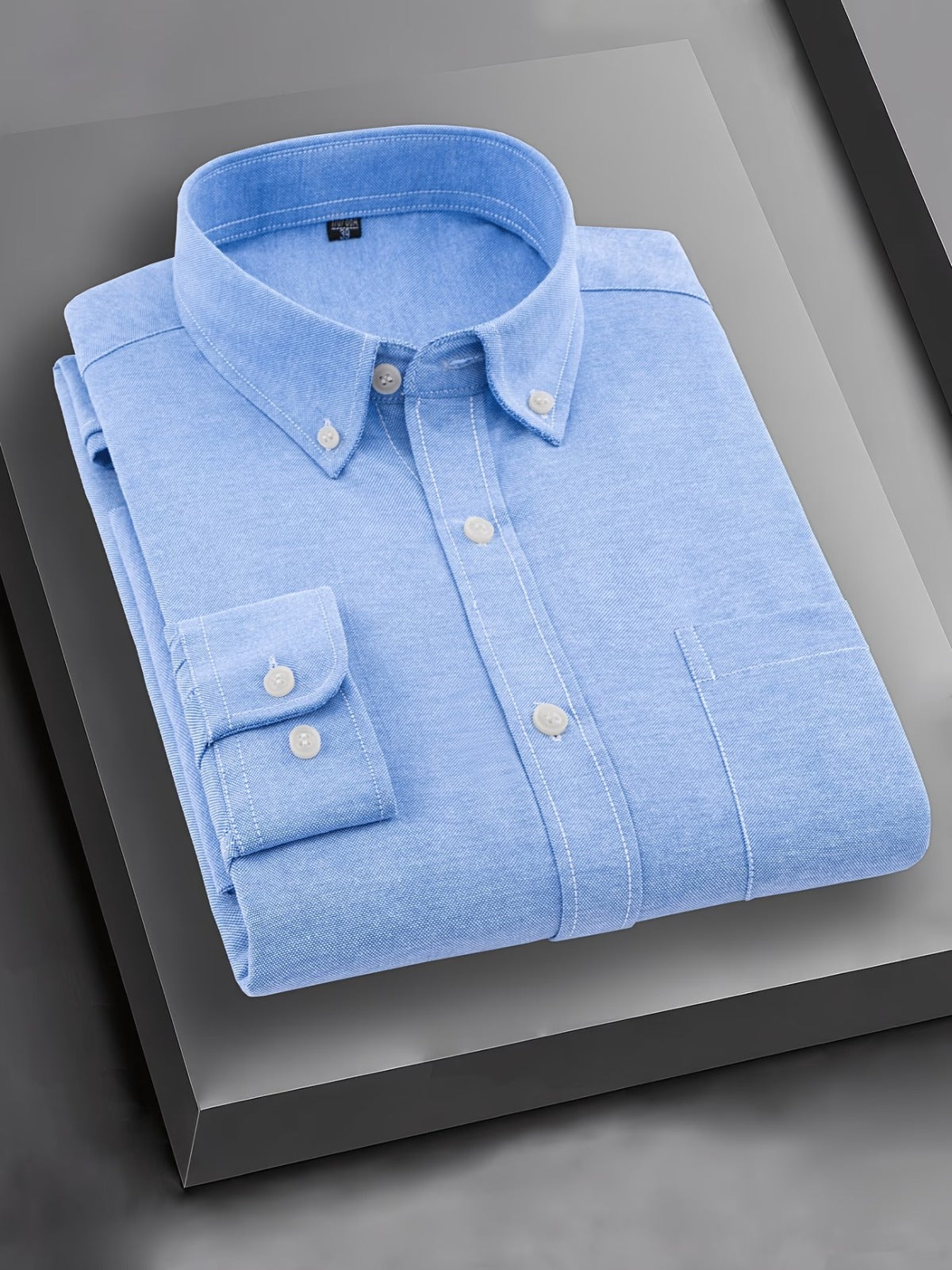 Men’s Sky Blue Solid Full Sleeve Button-Down Casual Shirt