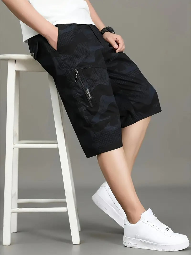 Men’s Black Camo Utility Cargo Shorts