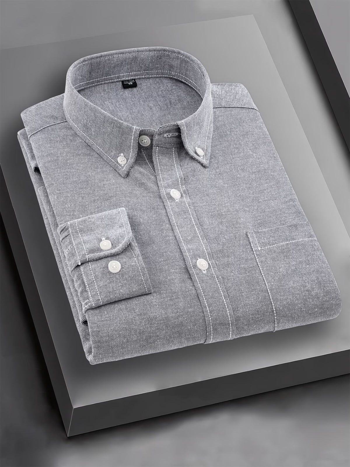 Men’s Grey Solid Full Sleeve Button Down Casual Shirt