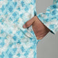 Men’s Rama Green Geometric Printed Textured Kurta