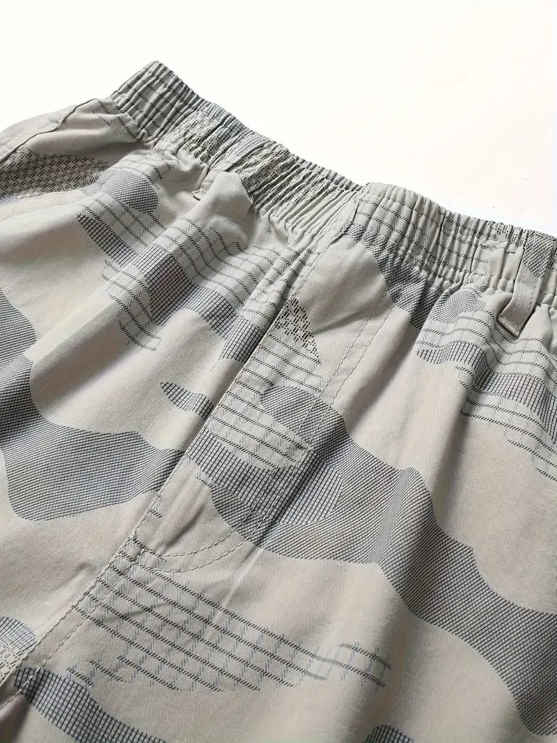 Men’s Light Grey Camo Utility Cargo Shorts