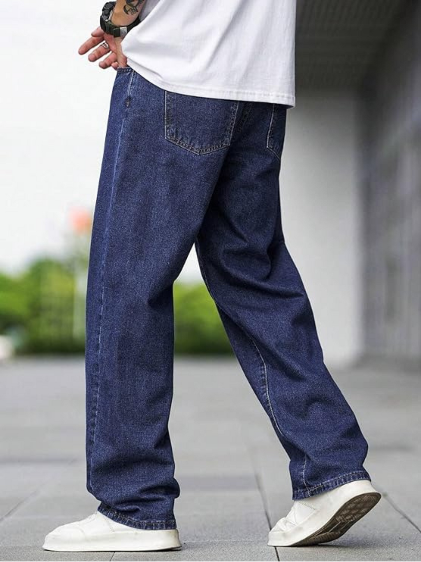 Men's Loose Fit Baggy Jeans(Dark-Blue) – Durable, Stylish & Breathable