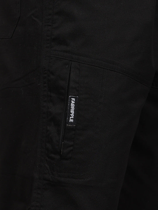 Black Utility Capri Shorts – Relaxed Fit Casual Below Knee Shorts
