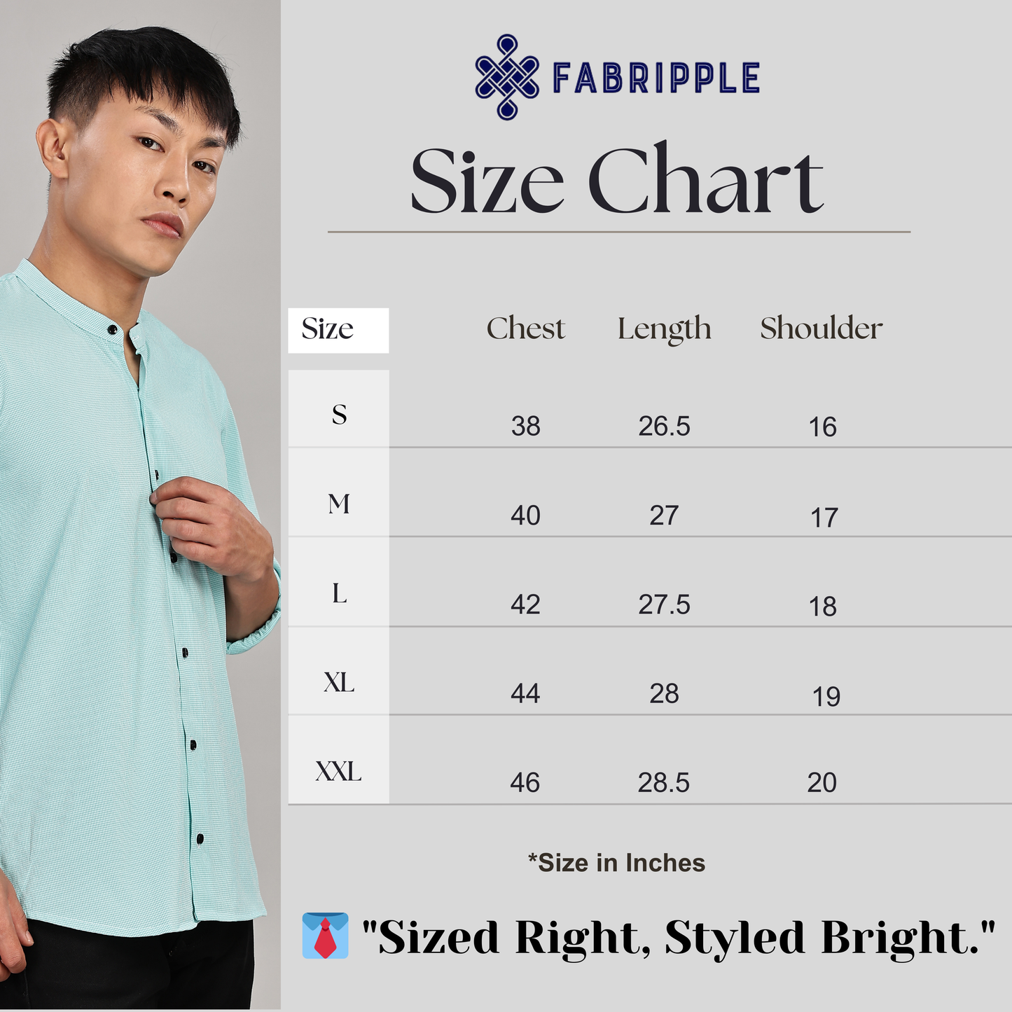 Men's Casual Mandarin Collar Shirt(Misty Aqua) – Premium Cotton Blend
