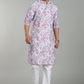 Men’s Pink Geometric Printed Textured Kurta