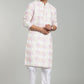 Men’s Light Pink Geometric Printed Textured Kurta