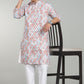 Men’s Brown Geometric Printed Textured Kurta