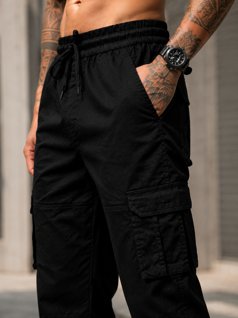 Men’s Black Cargo Pants with Utility Pockets