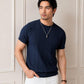 Men's Beige Textured Knitted T-Shirt
