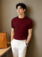 Men's Maroon Textured Knitted T-Shirt