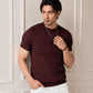 Men's Beige Textured Knitted T-Shirt