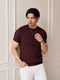 Men's Brown Textured Knitted T-Shirt