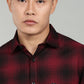 Men’s Maroon Black Checked Casual Shirt – Premium Full Sleeve Check Shirt