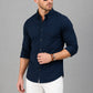 Men’s Navy Blue Solid Full Sleeve Button Down Casual Shirt