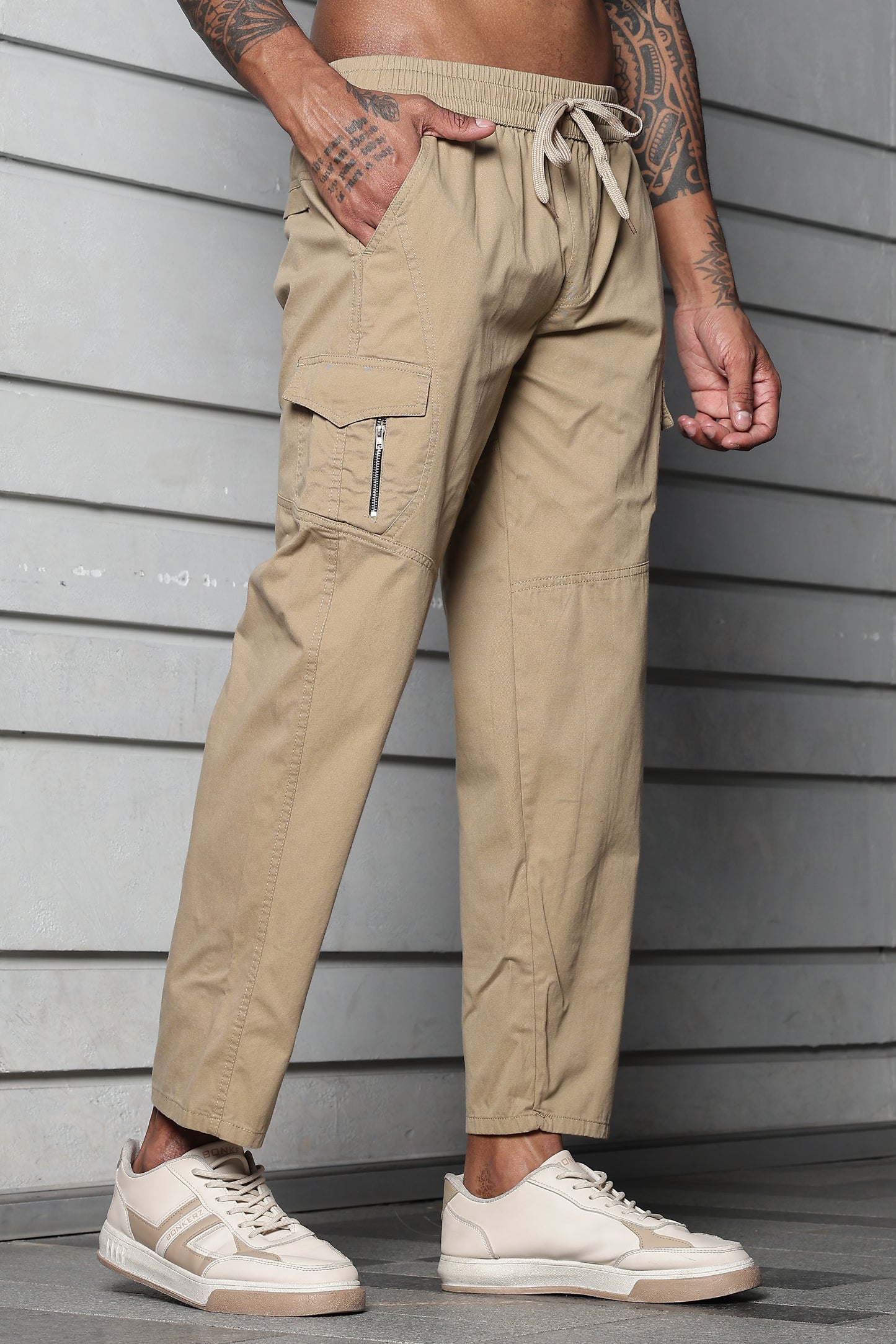 Men’s Heavy-Duty Cotton Cargo Pants(BEIGE) – Rugged Style, All-Day Comfort
