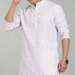 Men’s Red Ethnic Printed Textured Kurta
