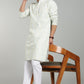 Men’s Yellow Ethnic Printed Textured Kurta