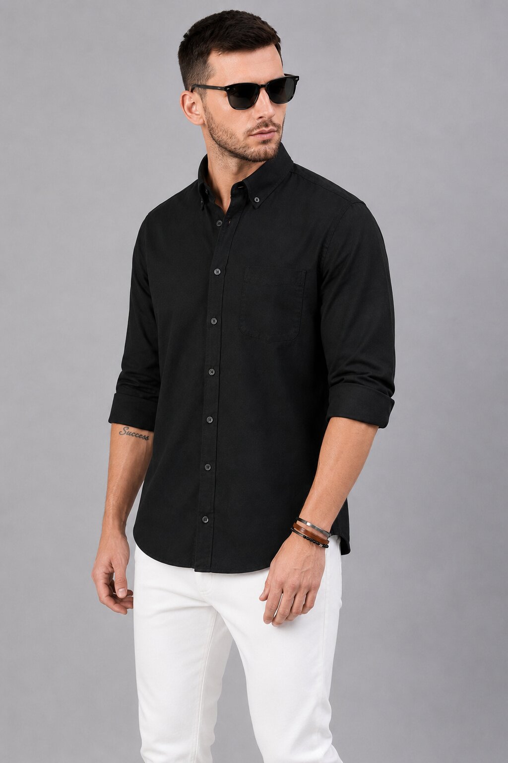 Men’s Black Solid Full Sleeve Button Down Casual Shirt