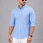 Men’s Sky Blue Solid Full Sleeve Button-Down Casual Shirt
