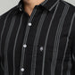 Men’s Black Vertical Striped Casual Shirt – Premium Full Sleeve Stripe Shirt