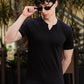 Men's Grey Waffle Knit V-Notch Neck T-Shirt