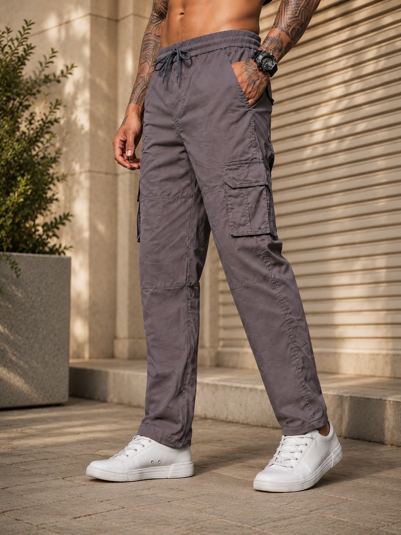 Men’s Dark Grey Utility Cargo Pants – Relaxed Streetwear Fit