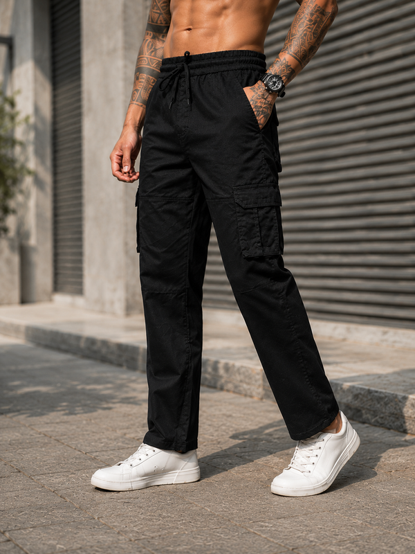 Men’s Black Cargo Pants with Utility Pockets