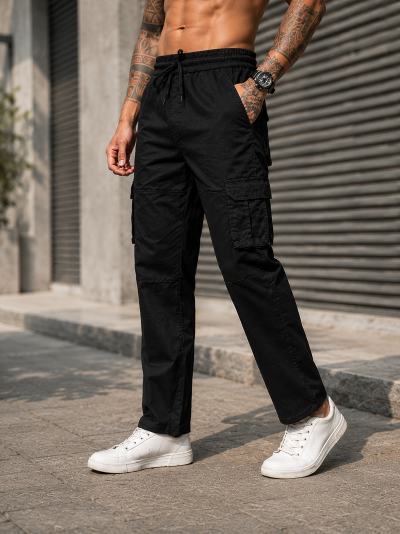 Men’s Black Cargo Pants with Utility Pockets