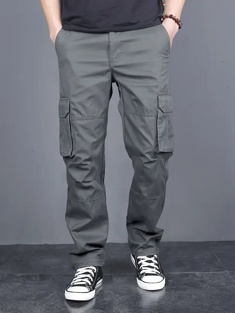 Men Cotton Classic Mid-Rise Loose Fit Cargos Trousers