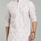 Men’s Rani Pink Ethnic Printed Textured Kurta