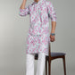 Men’s Pink Geometric Printed Textured Kurta