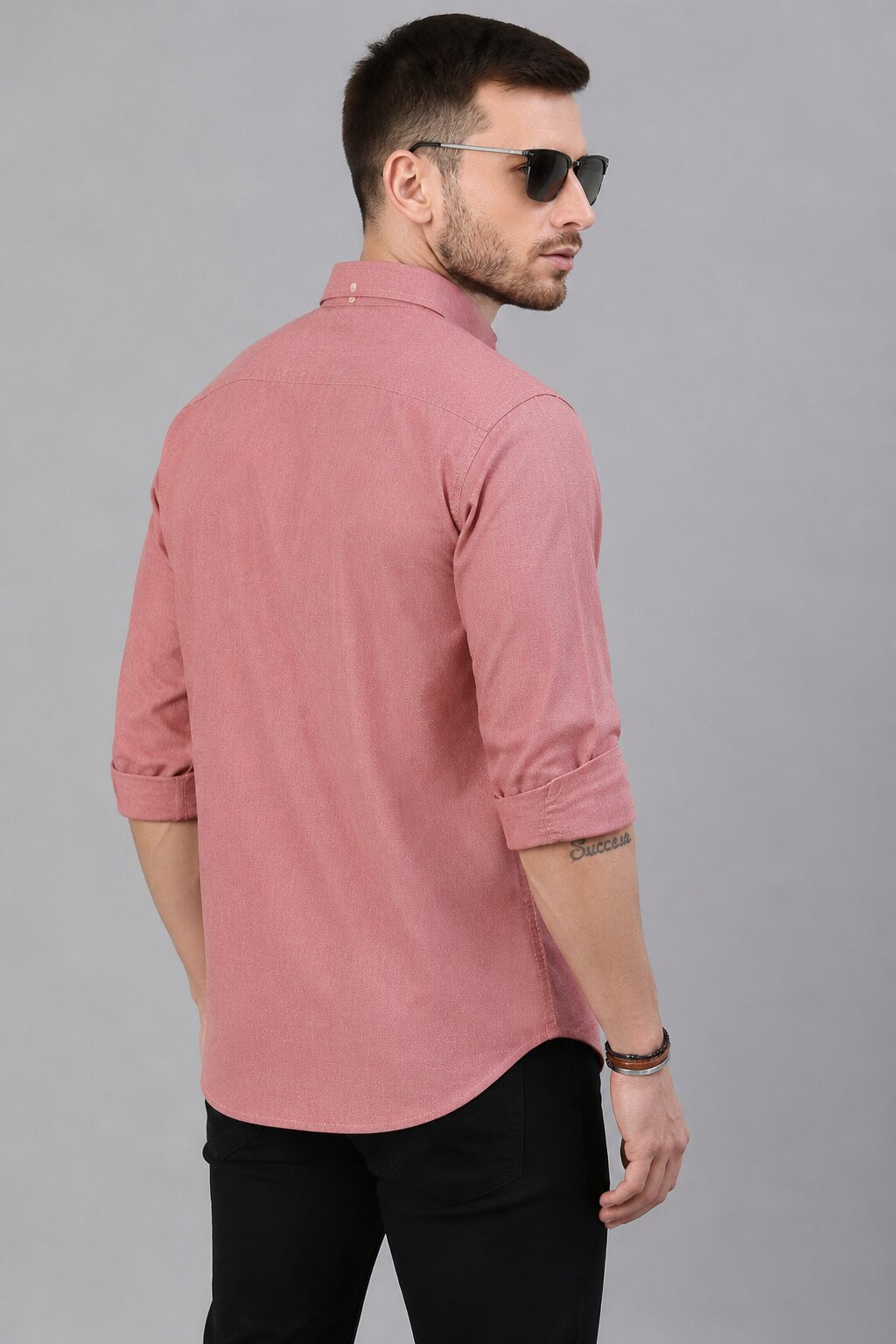 Men’s Pink Solid Full Sleeve Button Down Casual Shirt