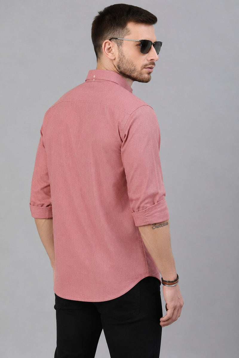 Men’s Pink Solid Full Sleeve Button Down Casual Shirt