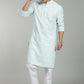Men’s Sea Blue Ethnic Printed Textured Kurta
