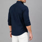 Men’s Navy Blue Solid Full Sleeve Button Down Casual Shirt
