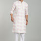 Men’s Light Pink Geometric Printed Textured Kurta