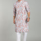 Men’s Brown Geometric Printed Textured Kurta