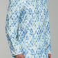 Men’s Blue Geometric Printed Textured Kurta