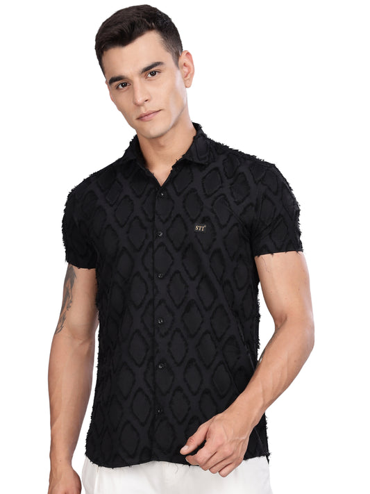 Black Premium Textured Pattern Shirt