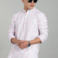 Men’s Red Ethnic Printed Textured Kurta