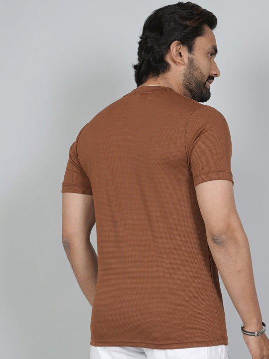 Men’s Brown Los Angeles Printed Textured T-Shirt