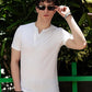 Men's Grey Waffle Knit V-Notch Neck T-Shirt
