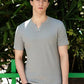 Men's Grey Waffle Knit V-Notch Neck T-Shirt