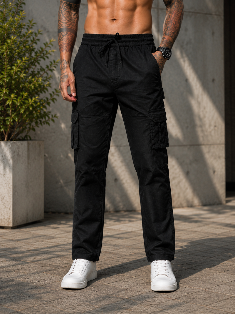 Men’s Black Cargo Pants with Utility Pockets